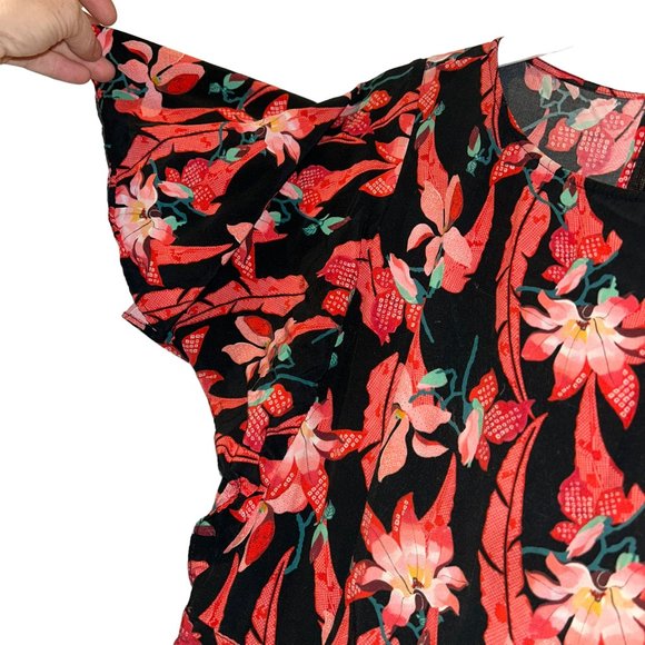 alice temperley coral lilly exquisite print flutter sleeve jumpsuit 8/12 - Picture 5 of 6